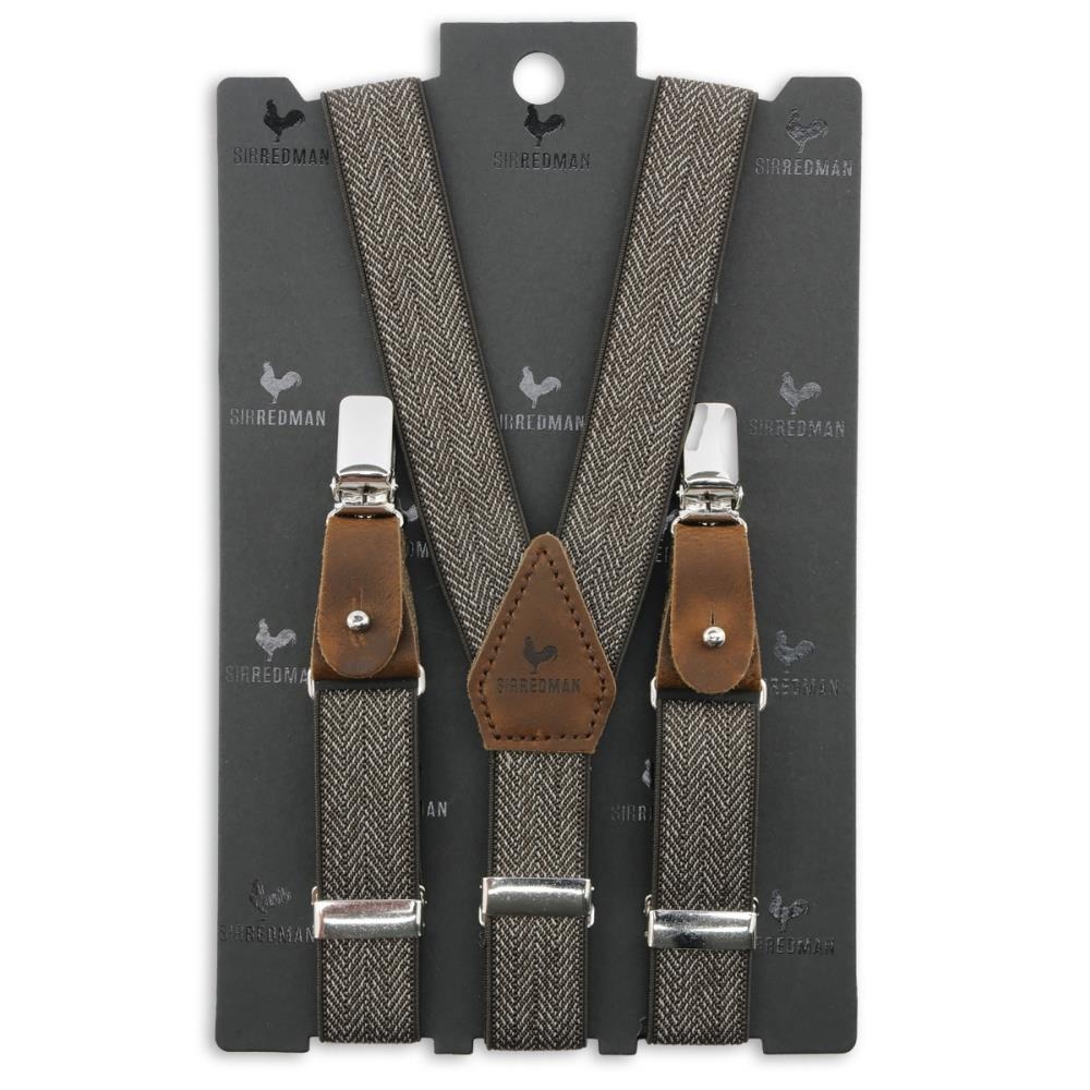 kids suspenders Herringbone pattern brown - 3
