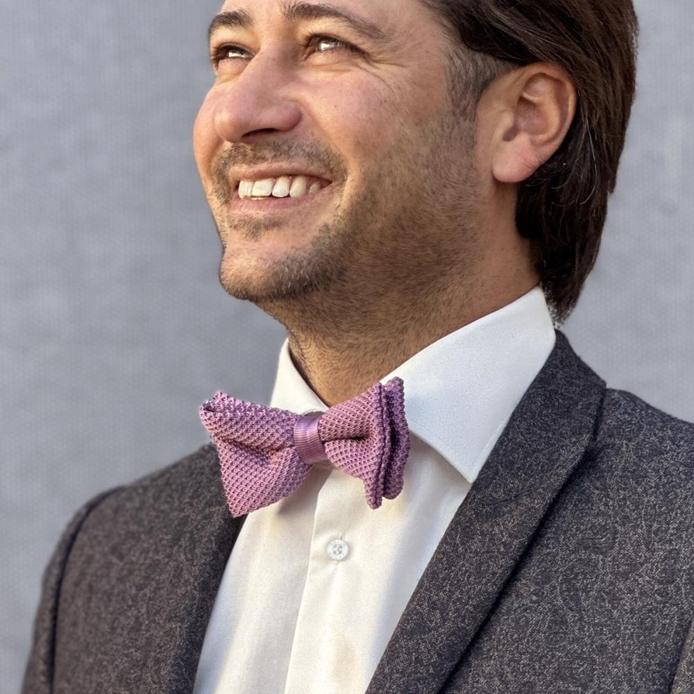 knitted bow tie Dusty Grape - 1