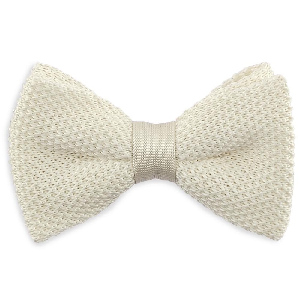 knitted bow tie ivory white - 1