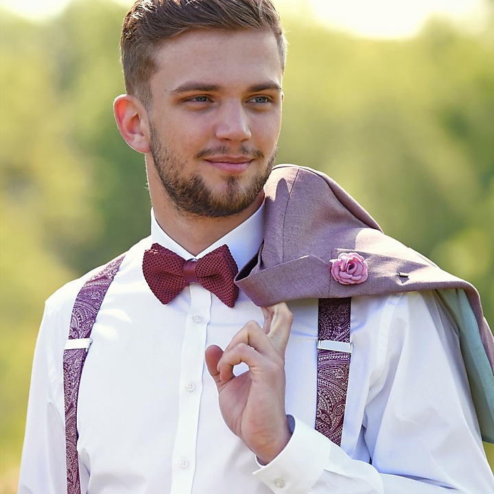 knitted bow tie mauve