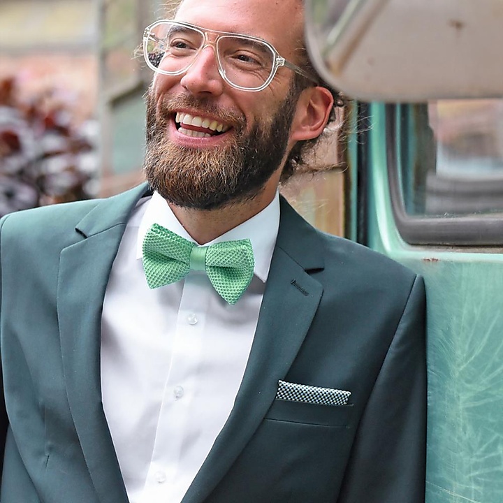knitted bow tie mint green