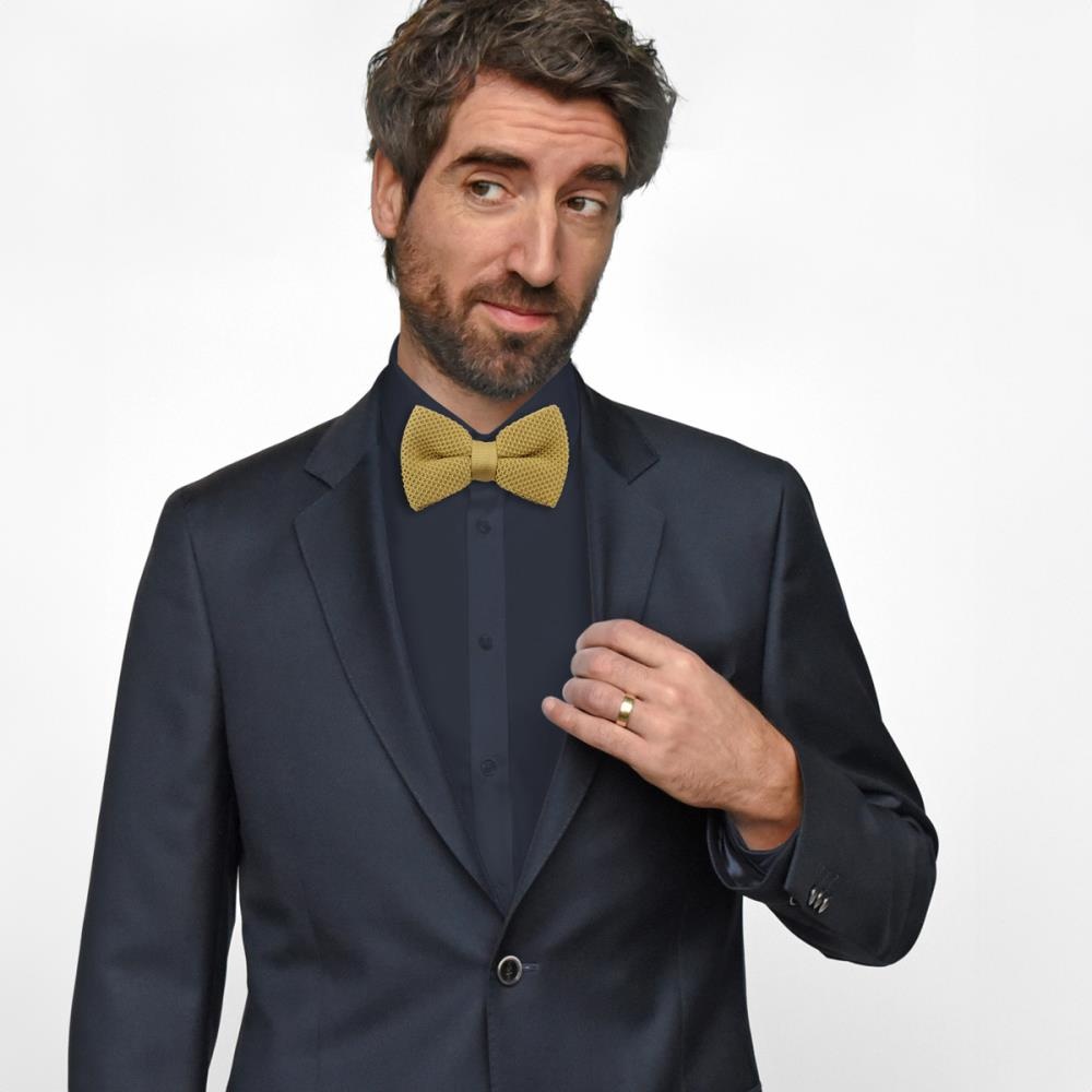 knitted bow tie mustard - 2
