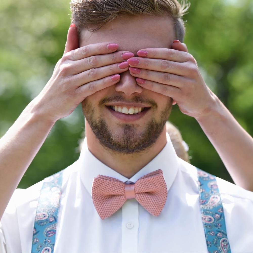 knitted bow tie soft pink - 2