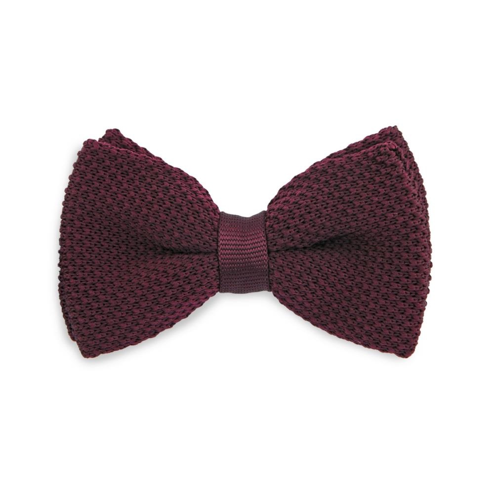 knitted kids bow tie aubergine - 1