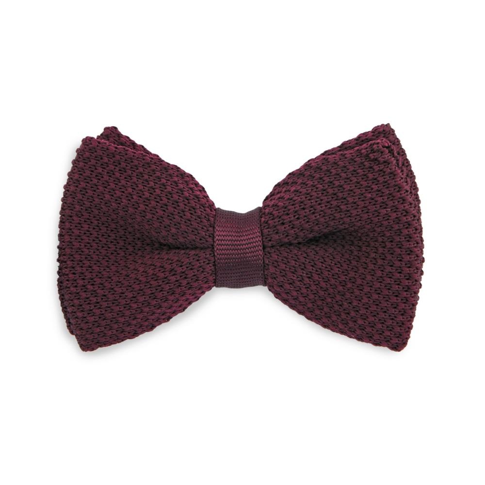 knitted kids bow tie aubergine - 2