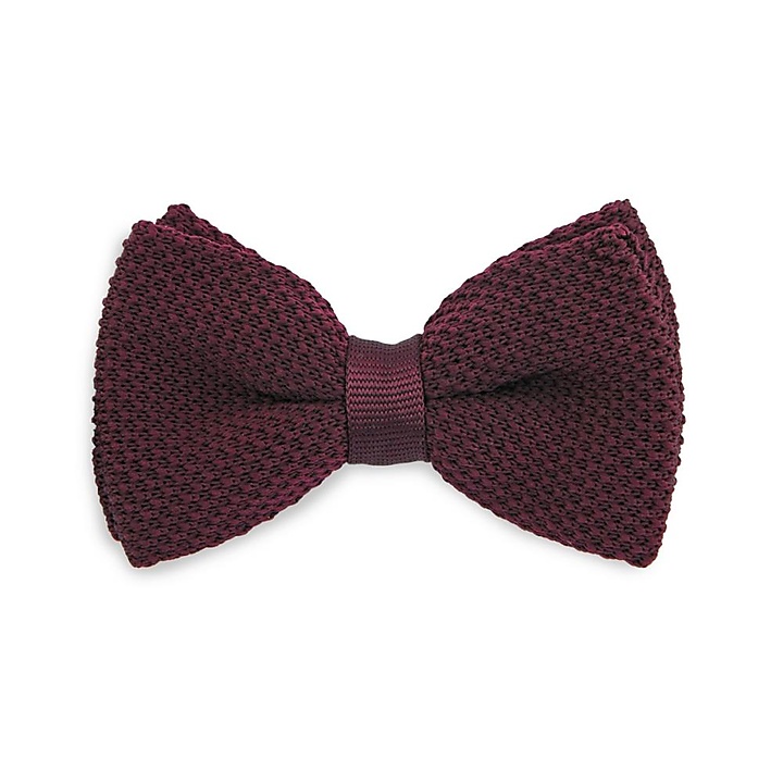 knitted kids bow tie aubergine