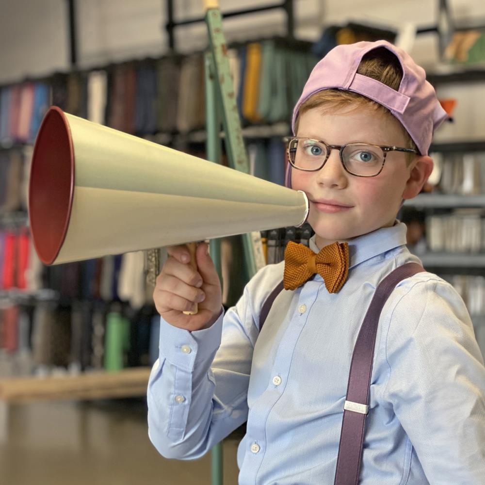 knitted kids bow tie cognac - 1