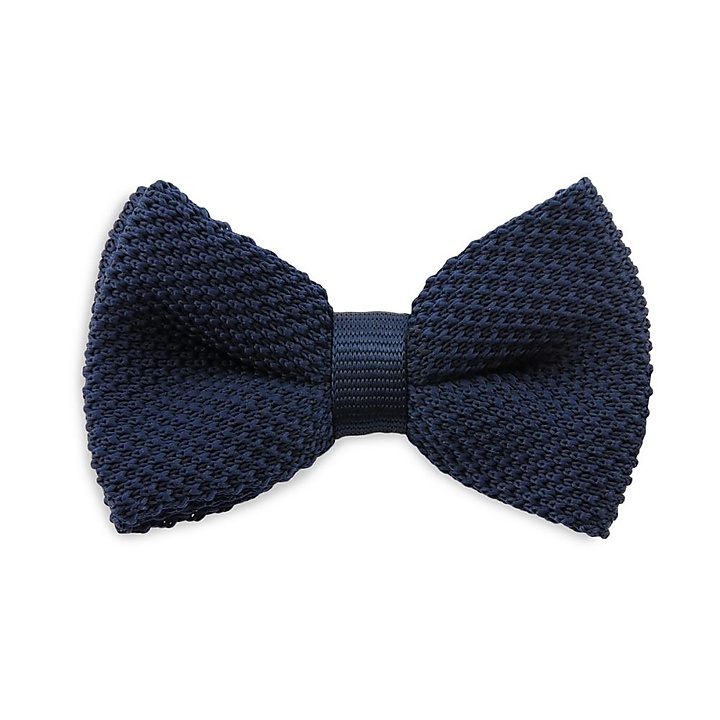 knitted kids bow tie dark blue