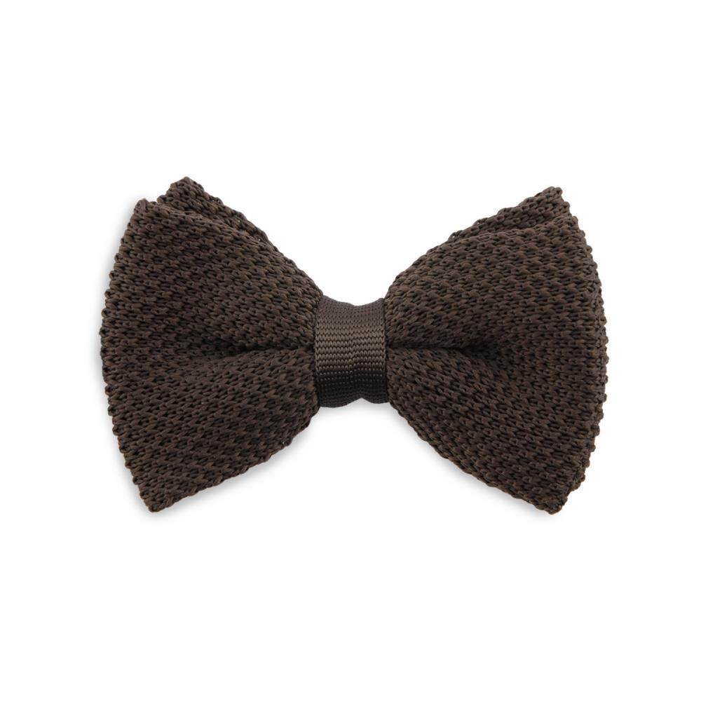 knitted kids bow tie dark brown - 1