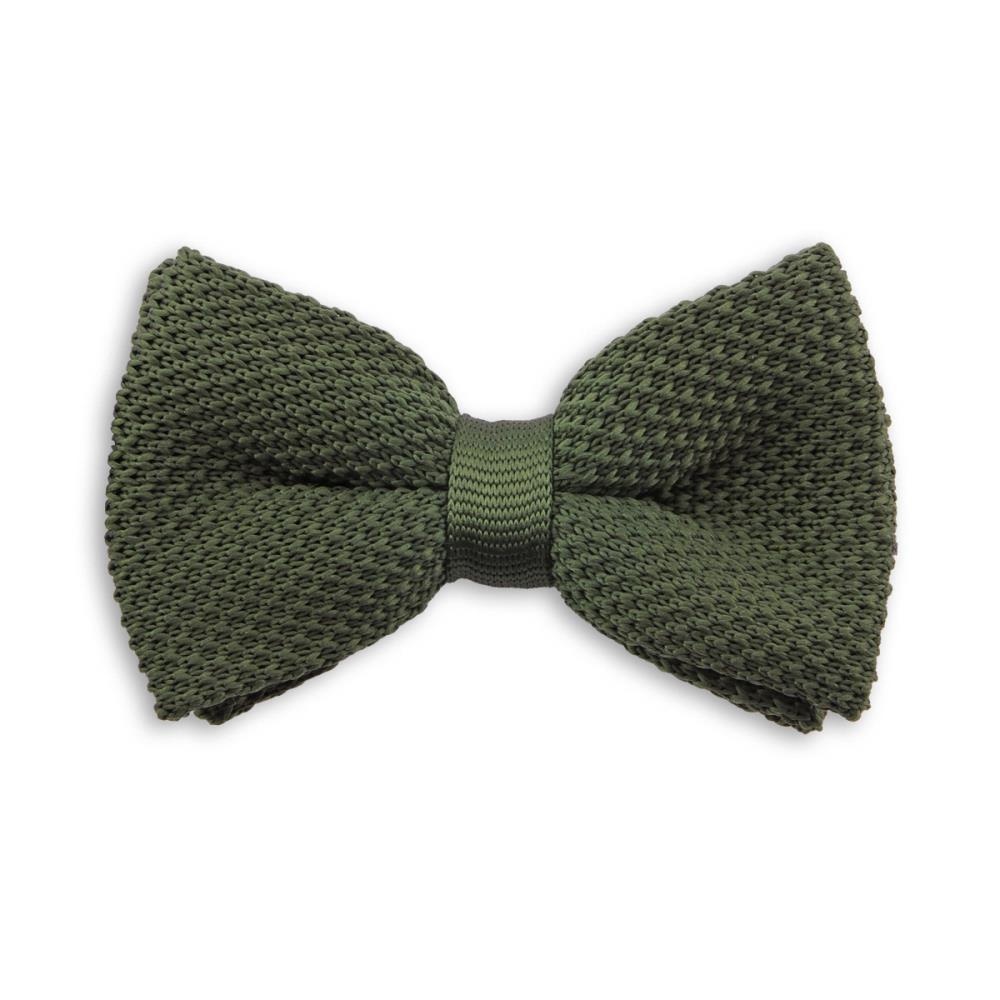 knitted kids bow tie forest green - 1
