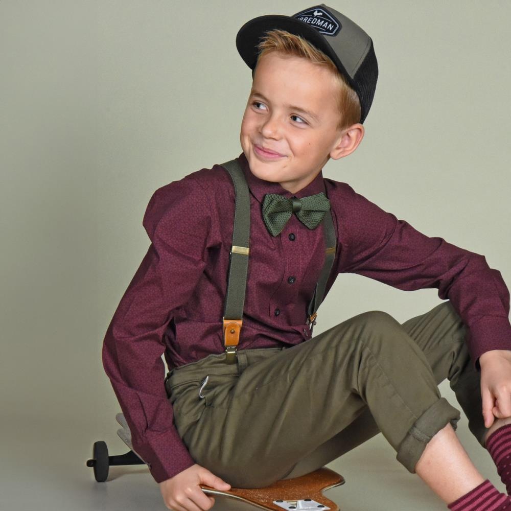 knitted kids bow tie forest green - 1