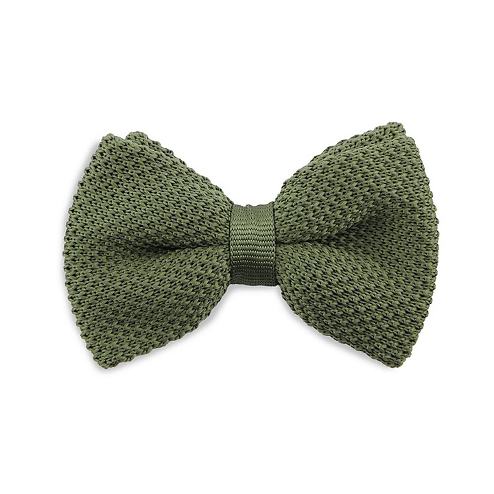 knitted kids bow tie moss green