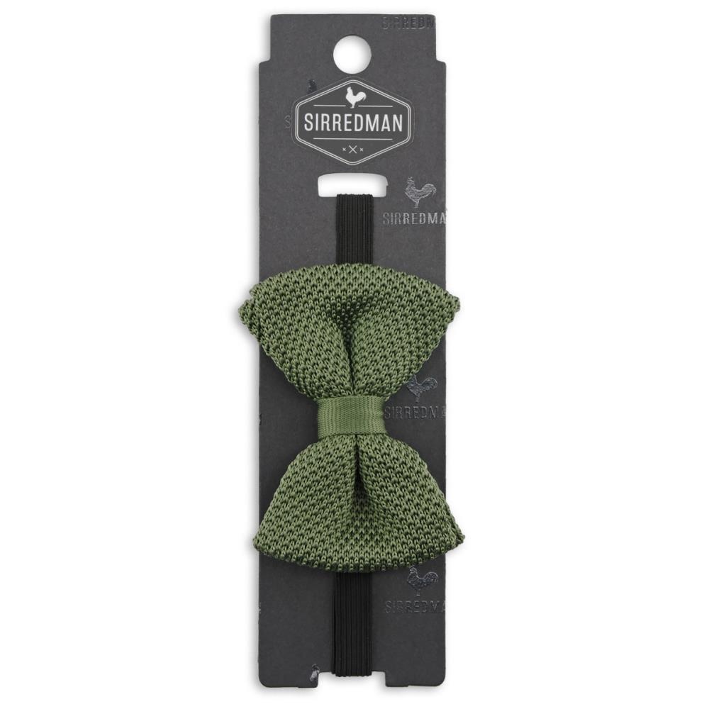 knitted kids bow tie moss green - 3