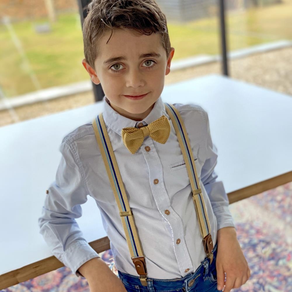 knitted kids bow tie mustard - 2