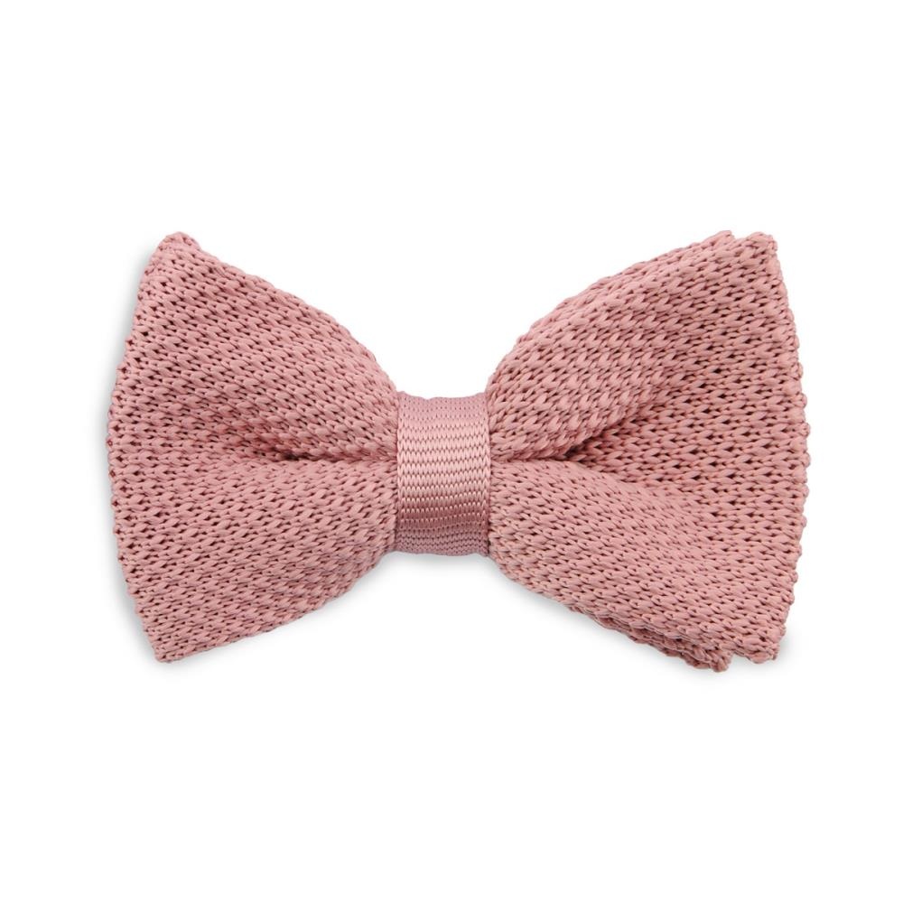 knitted kids bow tie soft pink - 1