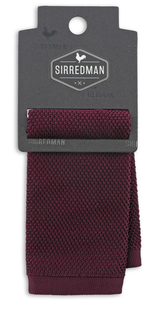 knitted pocket square aubergine - 3