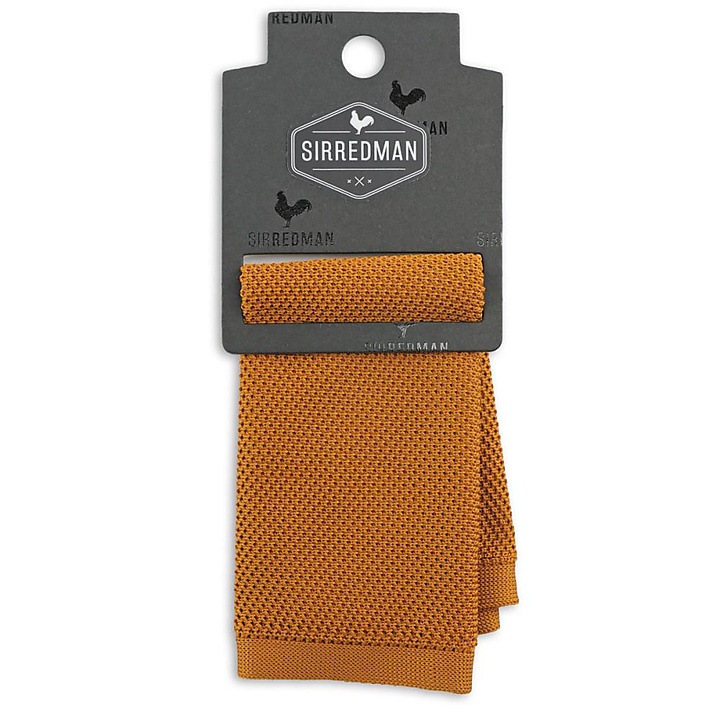 knitted pocket square cognac