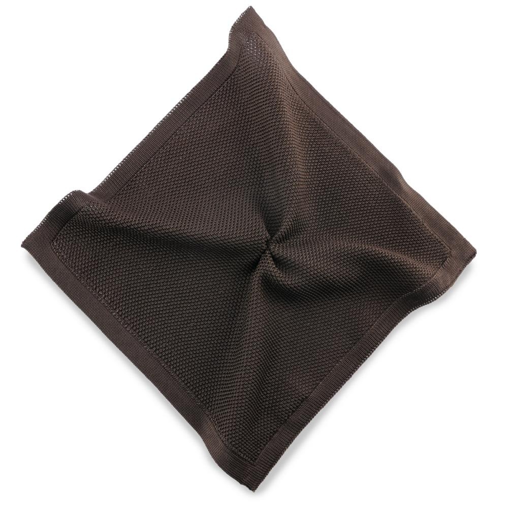 knitted pocket square dark brown - 1
