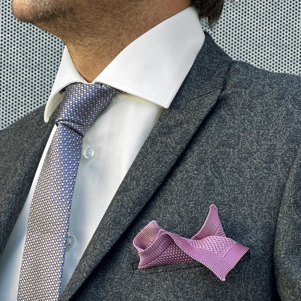 knitted pocket square Dusty Grape - 1