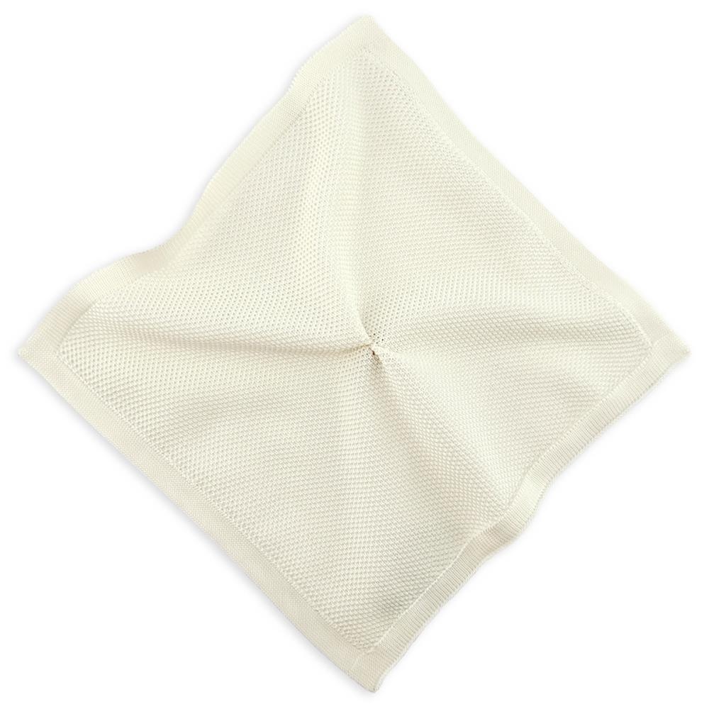 knitted pocket square ivory white - 1