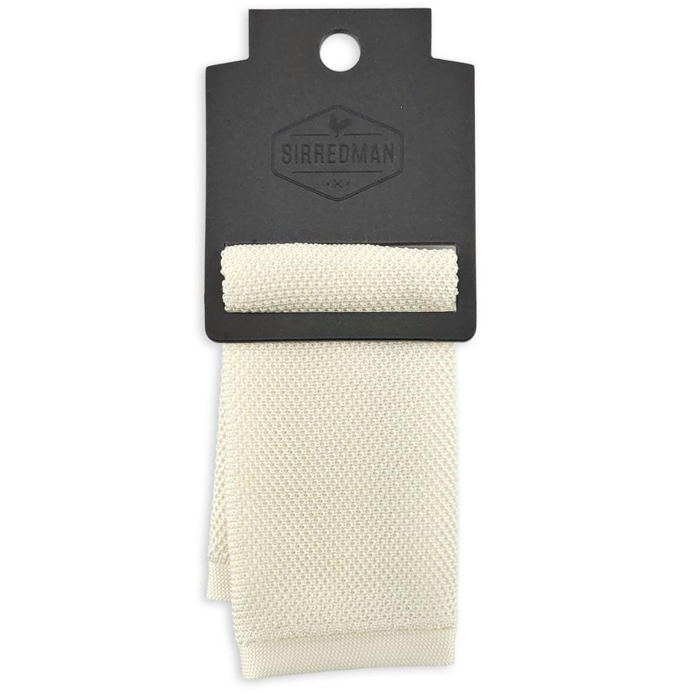 knitted pocket square ivory white - 2