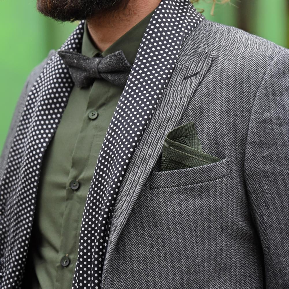 knitted pocket square moss green - 3