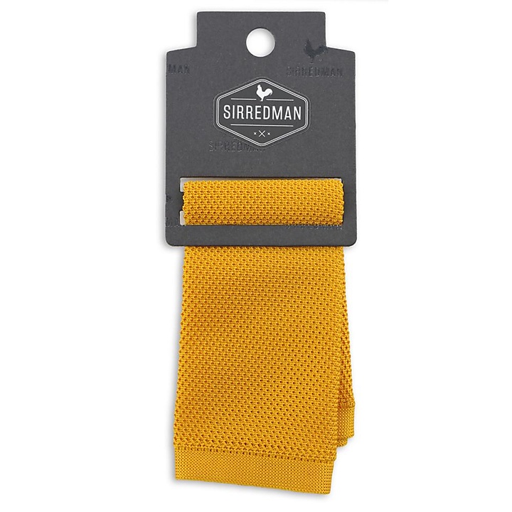 knitted pocket square ochre