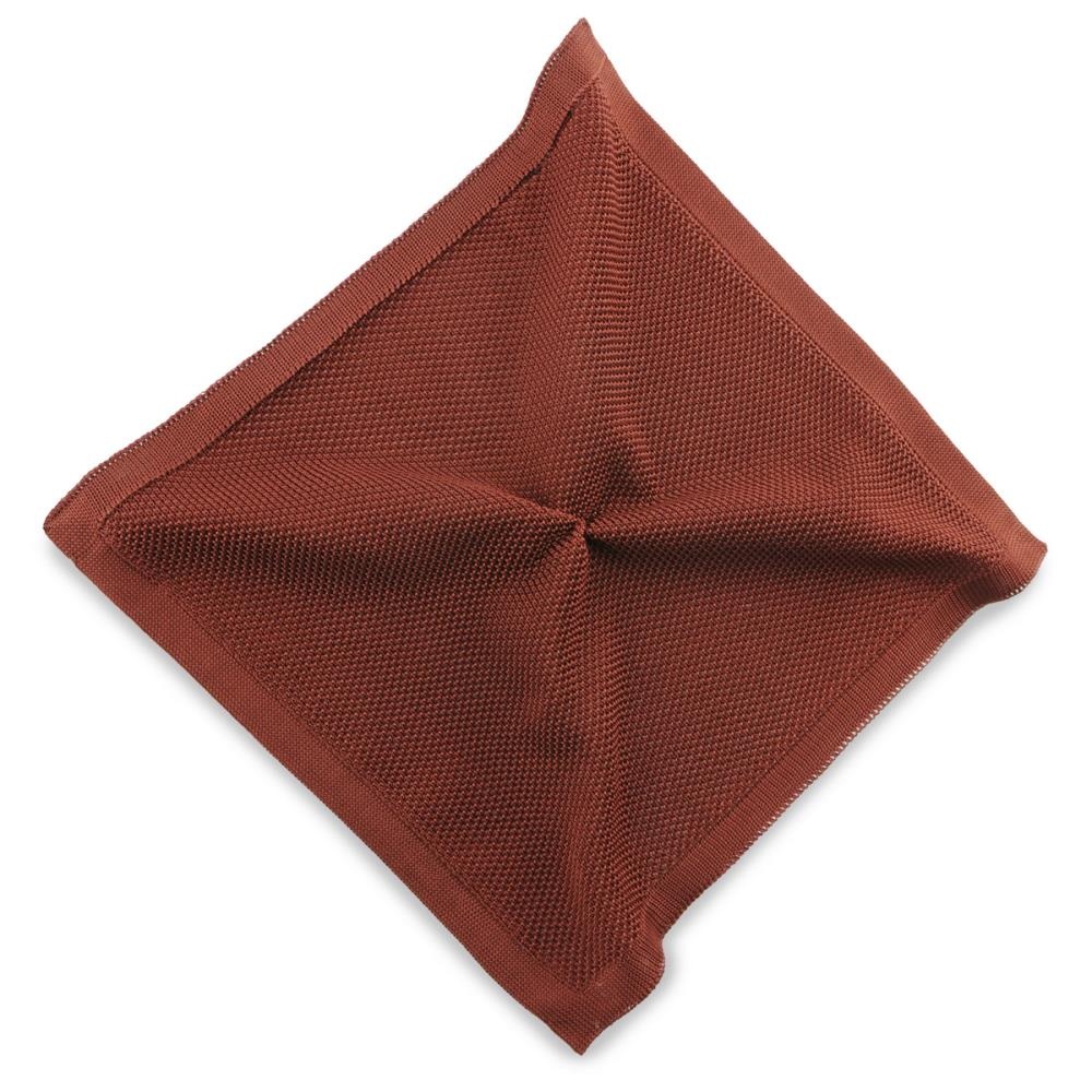 knitted pocket square rust brown - 1