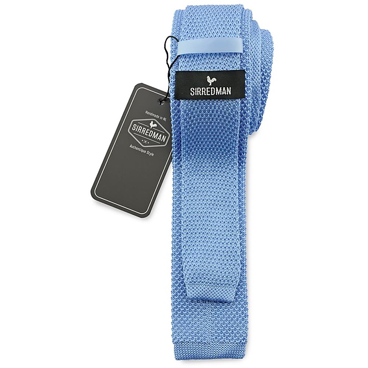 knitted tie light blue