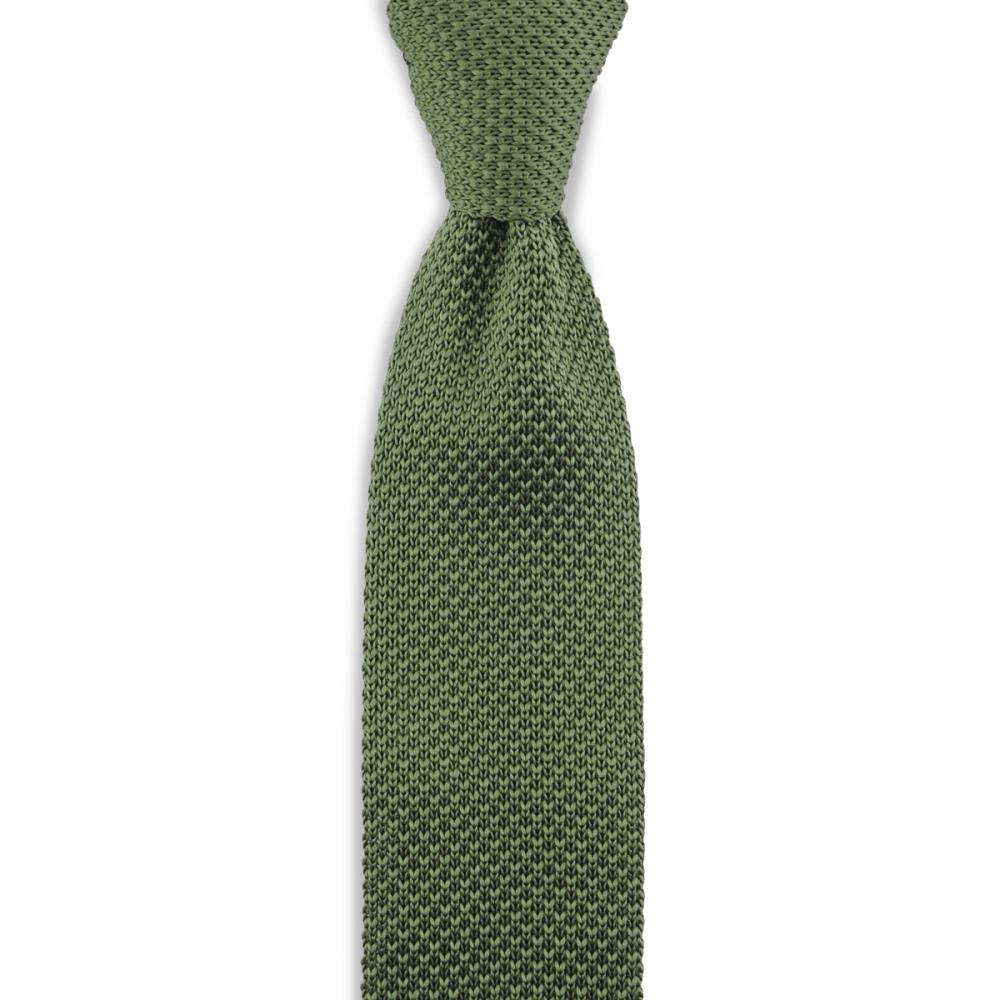 knitted tie moss green - 1