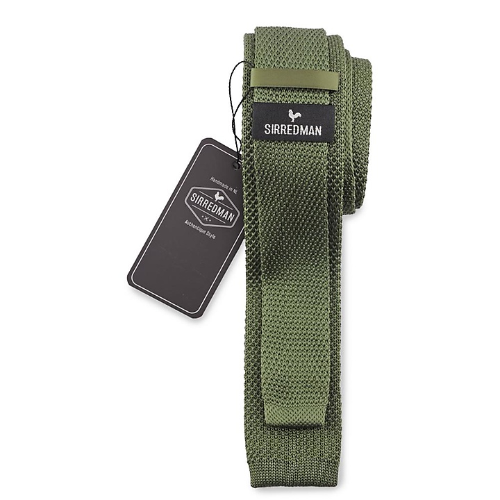knitted tie moss green