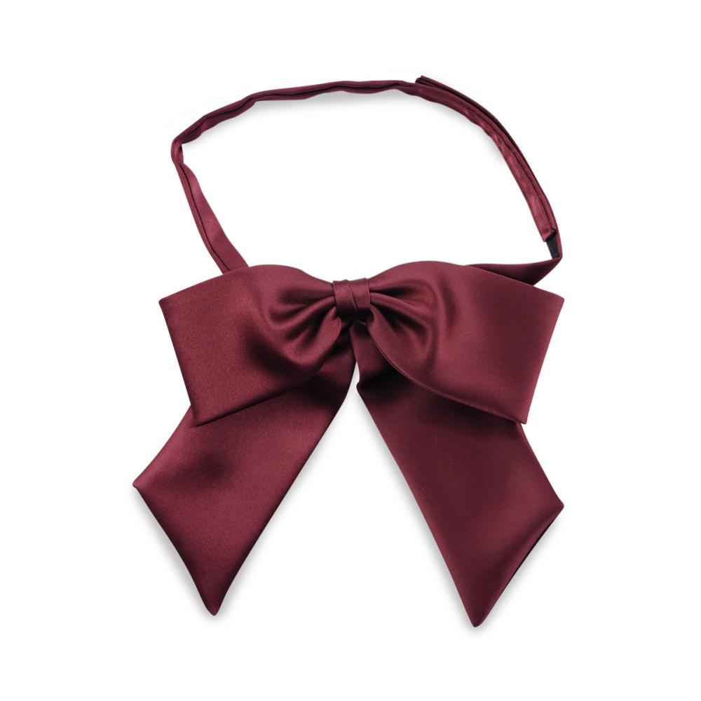 ladies bow tie burgundy satin - 1