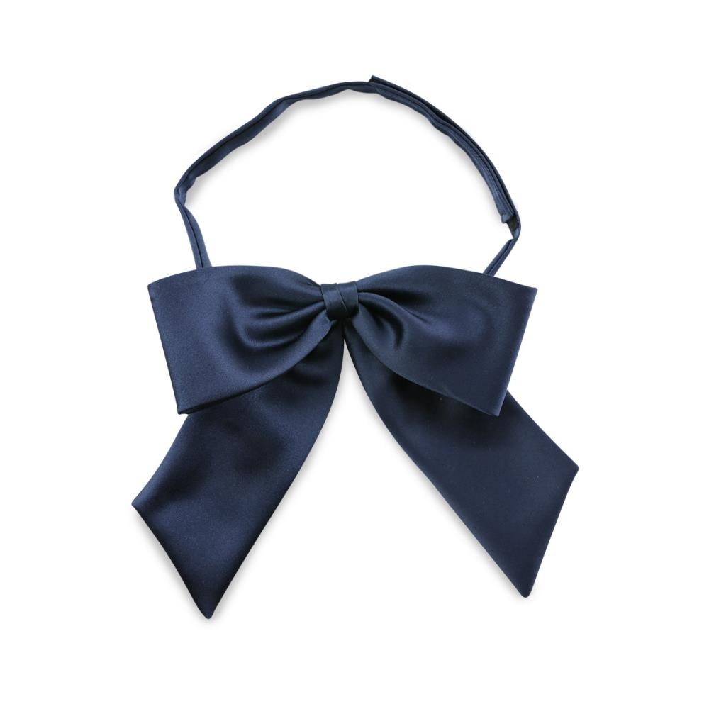 ladies bow tie navy blue satin - 1
