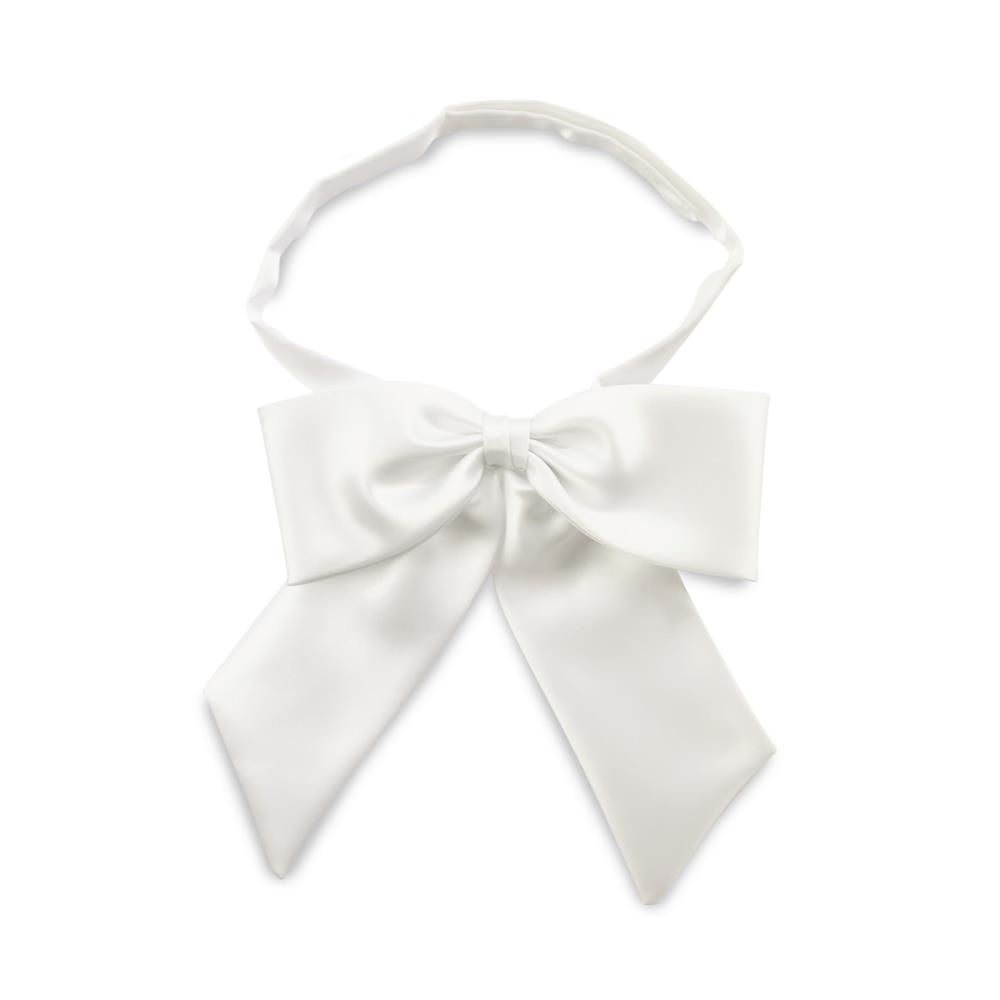 ladies bow tie white satin - 1