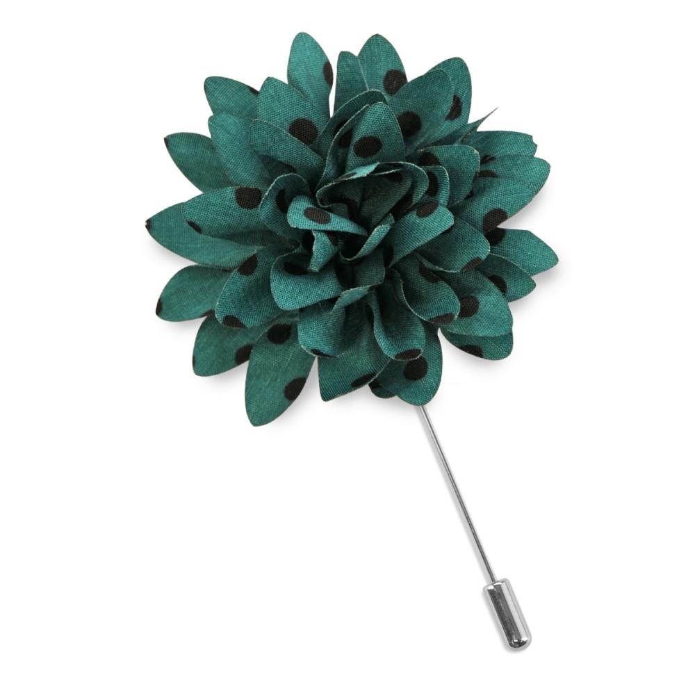 Lapel pin dahlia dots green black - 1