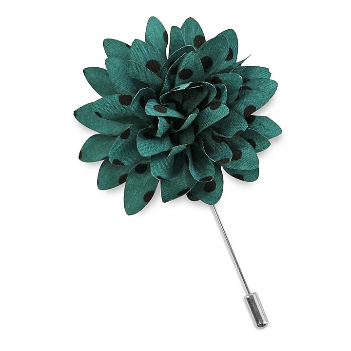 Lapel pin dahlia dots green black