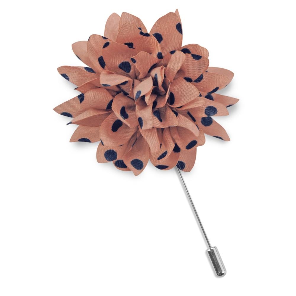 Lapel pin dahlia dots peach blue - 1