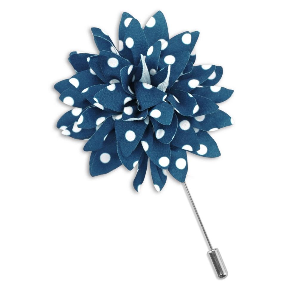 Lapel pin dahlia dots petrol white - 1