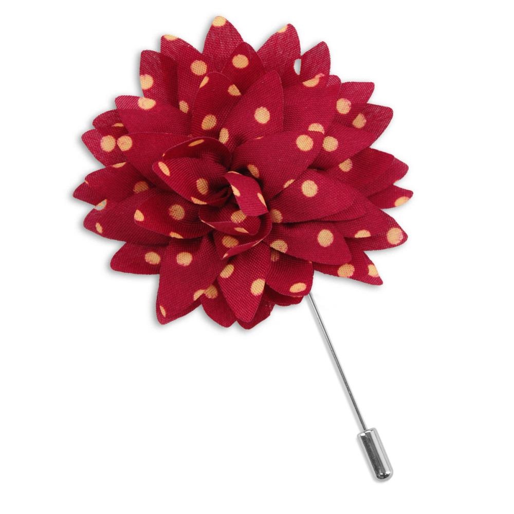 Lapel pin dahlia dots red yellow - 1