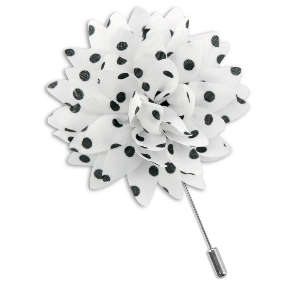 Lapel pin dahlia dots wit zwart - 1