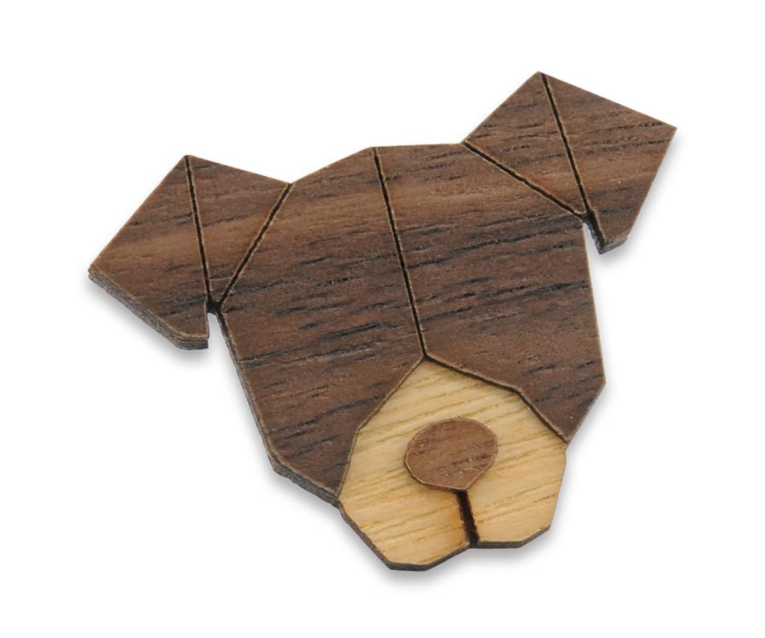 Lapel pin wood dog - 1