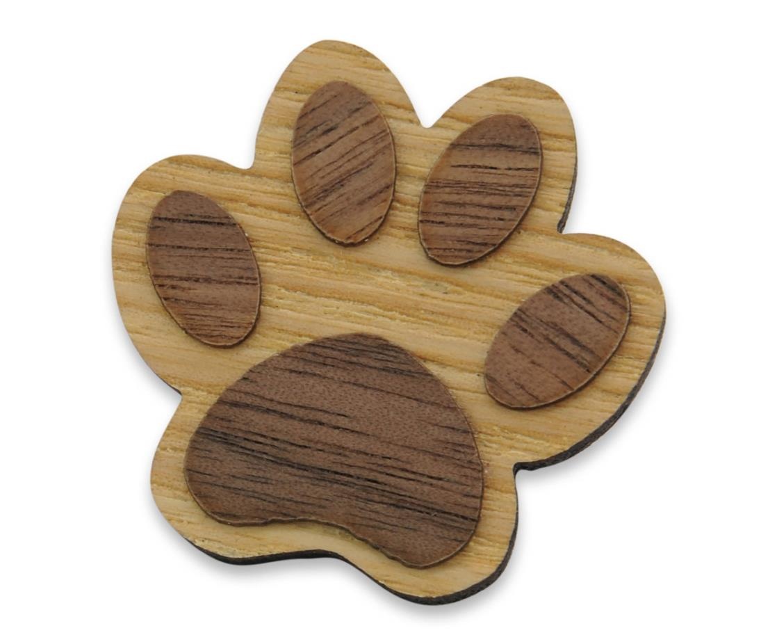 Lapel pin wood dog paw - 1