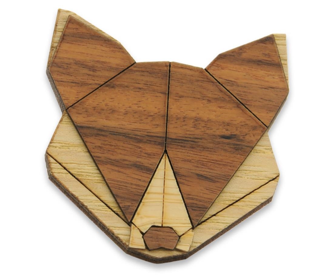 Lapel pin wood fox - 1