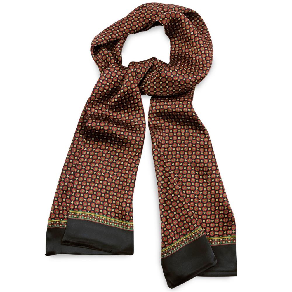 Men's scarf Ornamental Silk black red - 1