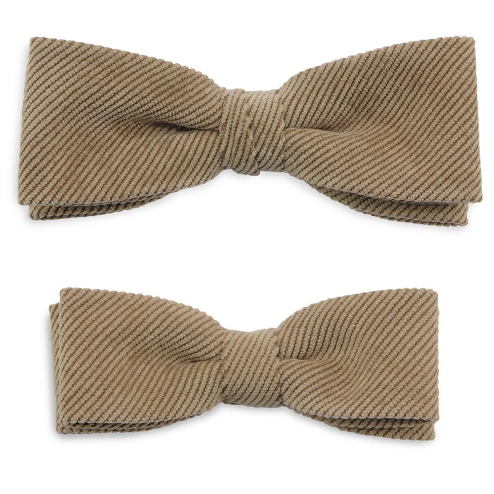 Mini-me bow tie set corduroy dark beige - 1