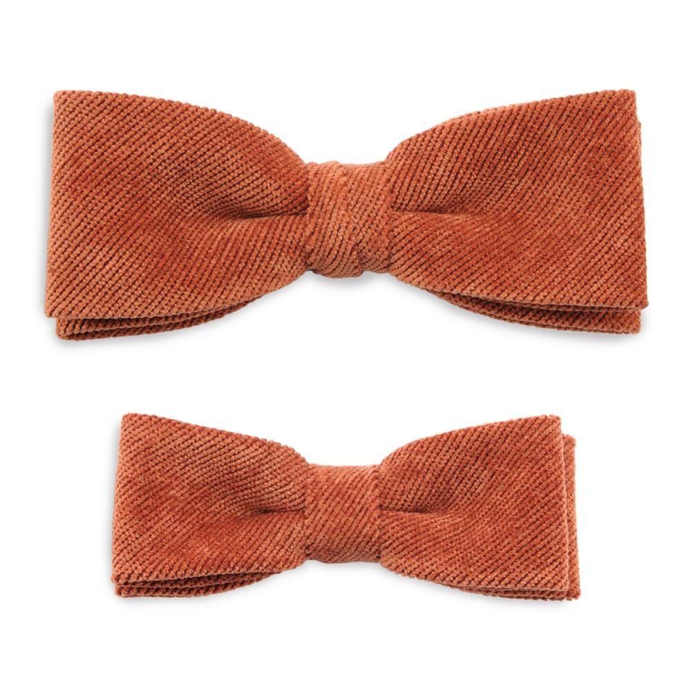 Mini-me bow tie set corduroy terracotta - 1