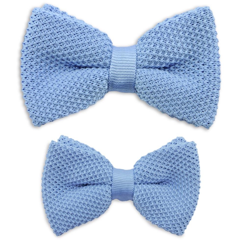 Mini-me knitted bow tie set light blue - 1