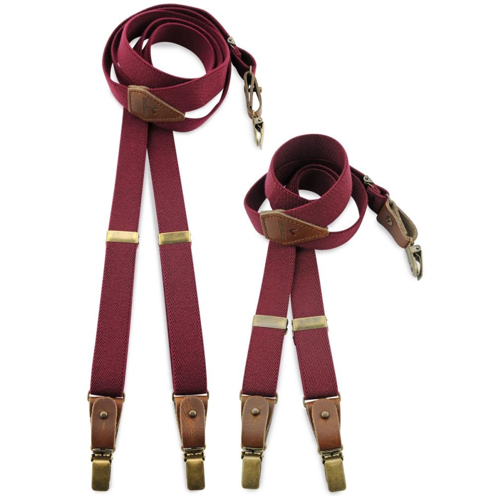 Mini-me suspenders set Buck Burgundy - 1