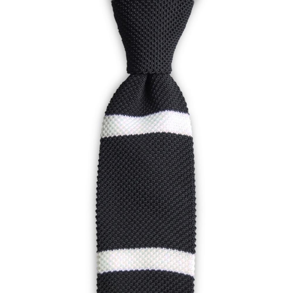 Necktie knitted black stripe - 1