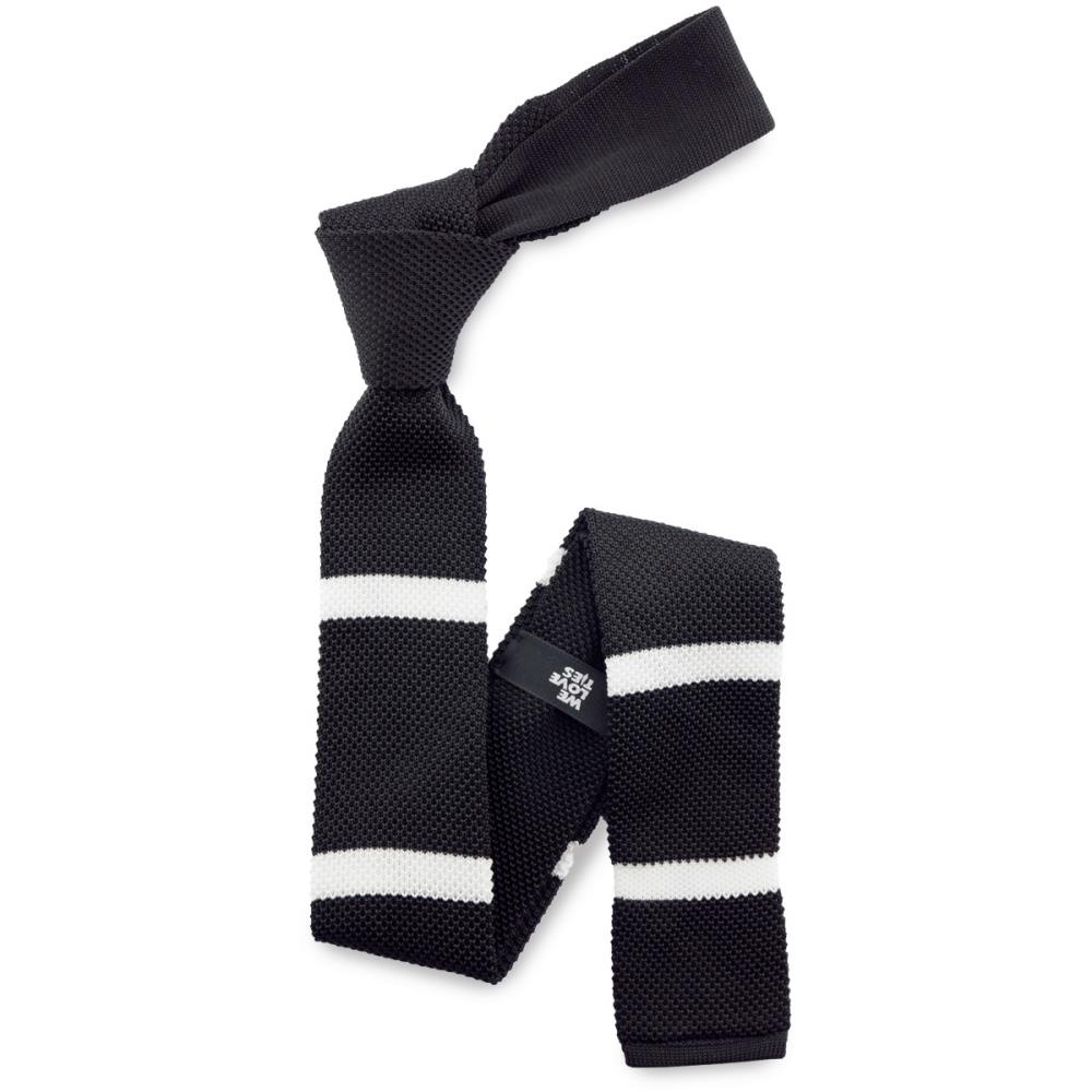 Necktie knitted black stripe - 2